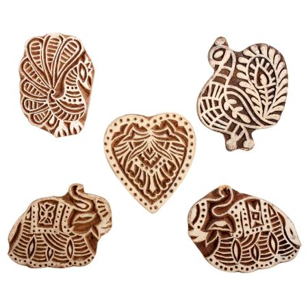 Set of 5 Piece New Mix Wooden Printing Block